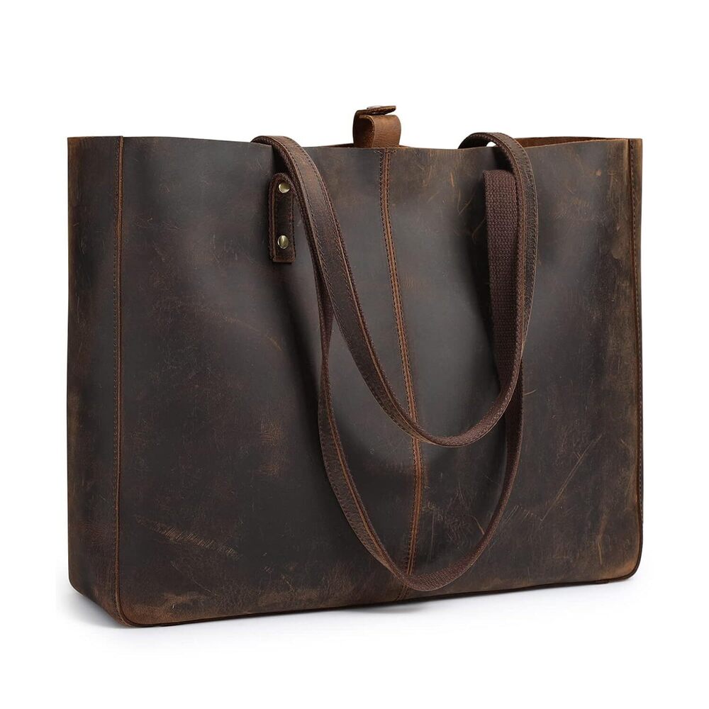 Leather Shoulder Tote Bag for Women Large Work Purse
